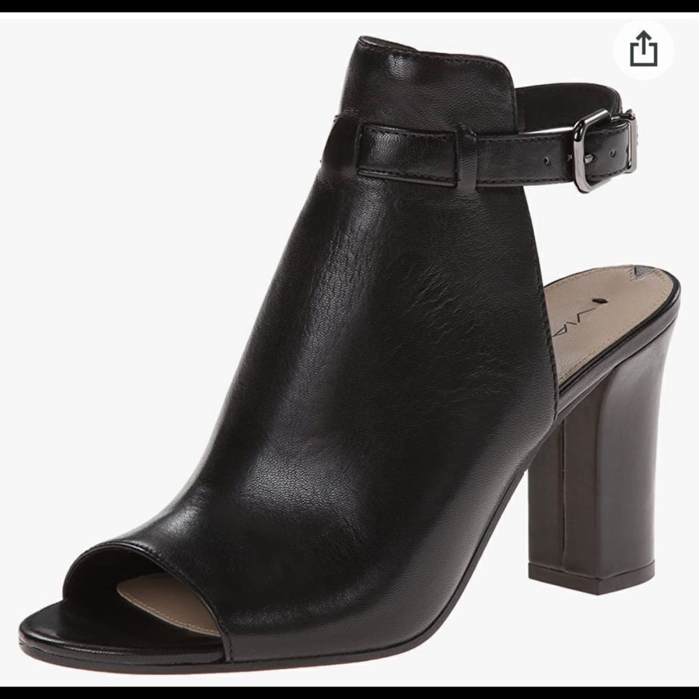 Via Spiga V-Fabrizie black soft leather sling back block heel sandals 8.5